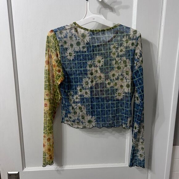 Altar'd State Multicolor Floral Sheer Shirt - Picture 3 of 3